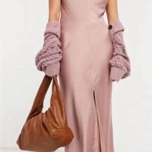 Free people intimately smoke and mirrors drap maxi mauve satin slip dress LG